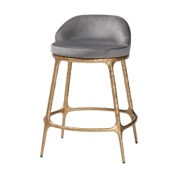 Baxton Studio Aarush Counter Stool - Modern Rustic Seating with Hand-Forged Metal Frame and Low Back for Kitchen Island or Lounge
